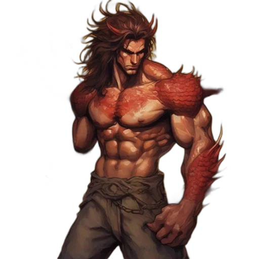 creature, dragon, concept art, fantasy art, comic book art, pixel art, muscular, male transparent PNG cut-out