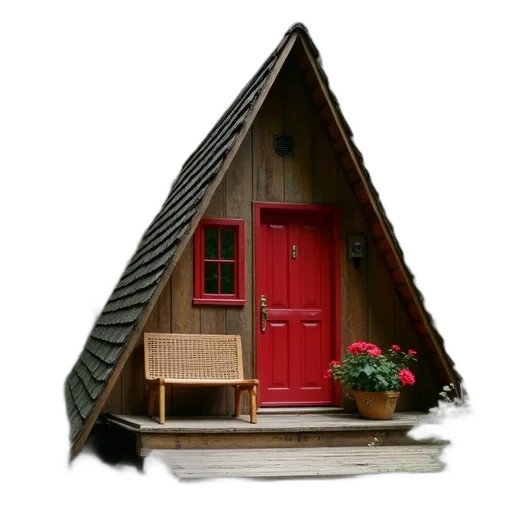 building, 3d render, photorealistic, concept art, small, rustic, wooden, cabin transparent PNG cut-out