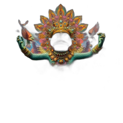 jewelry, crown, mask, dragon, 3d render, fantasy art, concept art, watercolor transparent PNG cut-out
