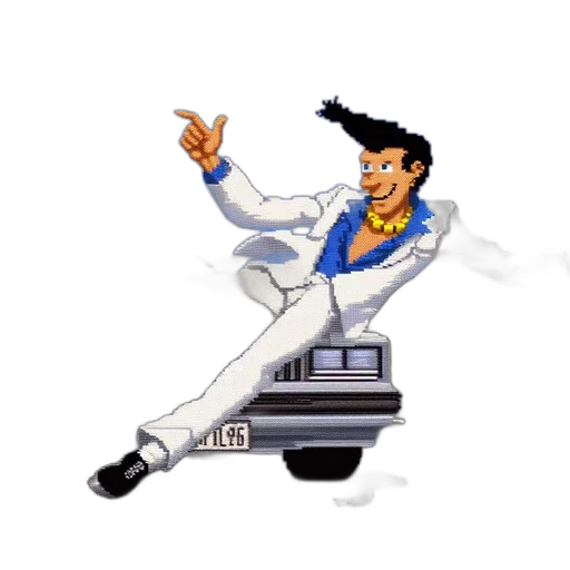 car, jacket, pixel art, concept art, cartoon, vaporwave, animated, man transparent PNG cut-out