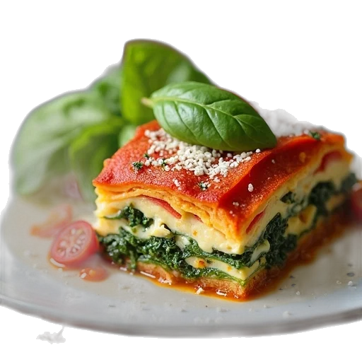 food, photorealistic, slice, vegetable, lasagna, salad, plate transparent PNG cut-out