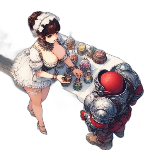 robot, food, dress, weapon, concept art, fantasy art, pixel art, watercolor transparent PNG cut-out