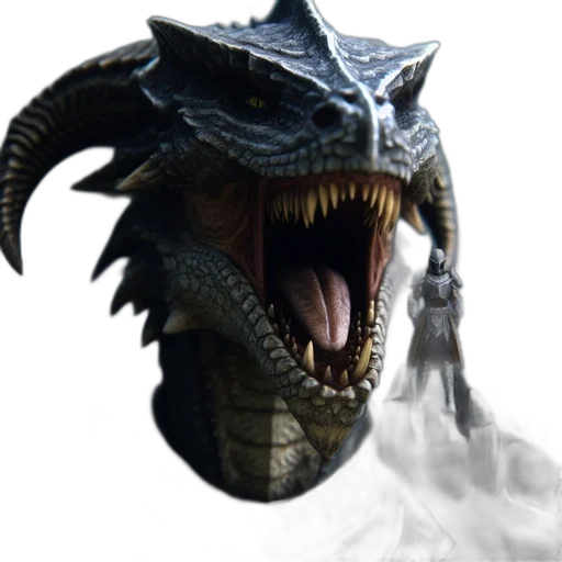 dragon, creature, animal, mask, concept art, fantasy art, photorealistic, 3d render transparent PNG cut-out