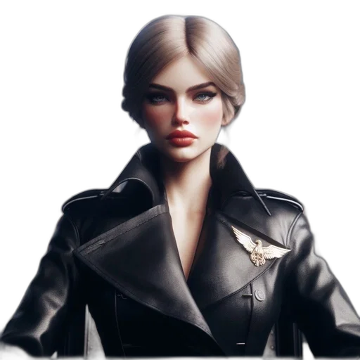 jacket, face, concept art, 3d render, photorealistic, fantasy art, dark, monochrome transparent PNG cut-out