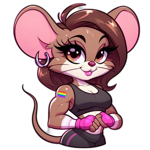 staff, cyberpunk, cartoon, pixel art, concept art, animated, mouse, expressive transparent PNG cut-out