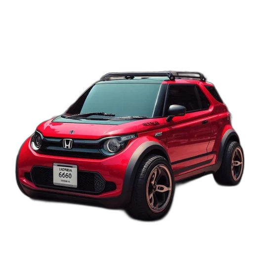 car, 3d render, photorealistic, modern, red, honda, urban, 660 transparent PNG cut-out
