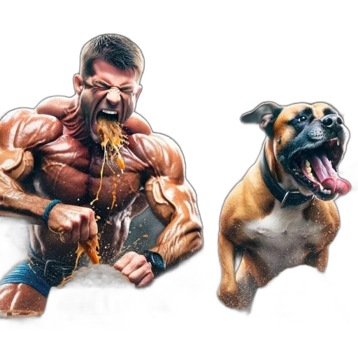 animal, concept art, comic book art, photorealistic, watercolor, muscular, man, lifts transparent PNG cut-out
