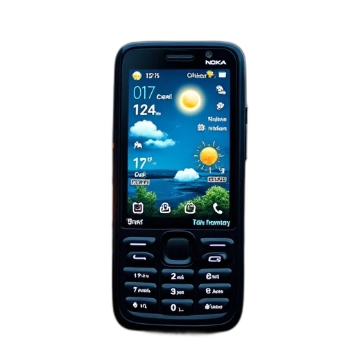 nokia, phone, showing, weather, display transparent PNG cut-out