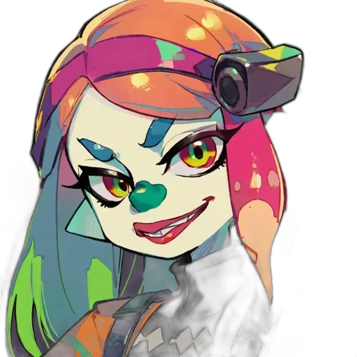 weapon, mask, face, cartoon, anime, pixel art, vaporwave, neon transparent PNG cut-out
