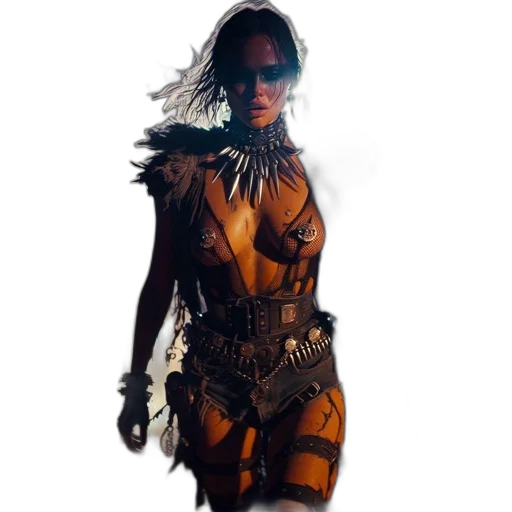 dress, mask, staff, concept art, fantasy art, comic book art, cyberpunk, golden transparent PNG cut-out