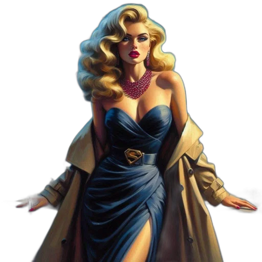 dress, jewelry, comic book art, concept art, fantasy art, cartoon, woman, blonde transparent PNG cut-out