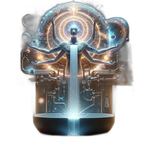 robot, jewelry, staff, weapon, concept art, 3d render, fantasy art, fantastical transparent PNG cut-out