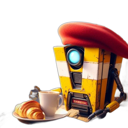 robot, food, staff, concept art, 3d render, pixel art, fantasy art, golden transparent PNG cut-out