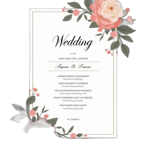 modern, elegant, wedding, program transparent PNG cut-out