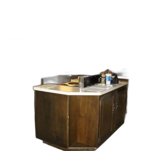 furniture, jewelry, 3d render, kitchen, dark, wood, cabinets, white transparent PNG cut-out