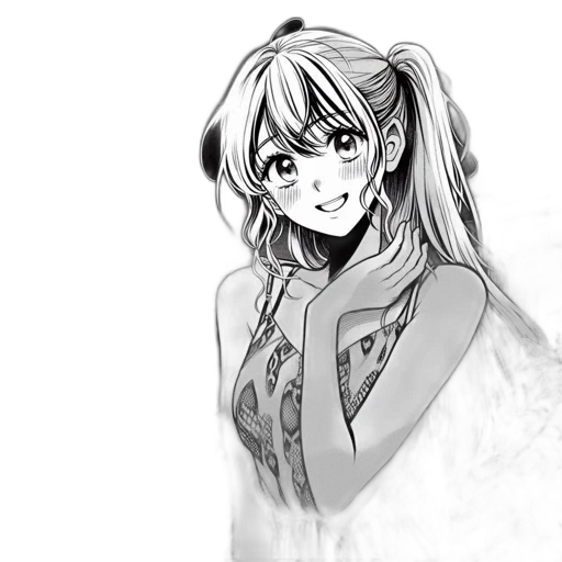 dress, face, mask, weapon, anime, cartoon, pencil sketch, concept art transparent PNG cut-out