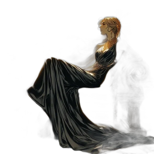 dress, hair, jewelry, staff, concept art, fantasy art, photorealistic, watercolor transparent PNG cut-out