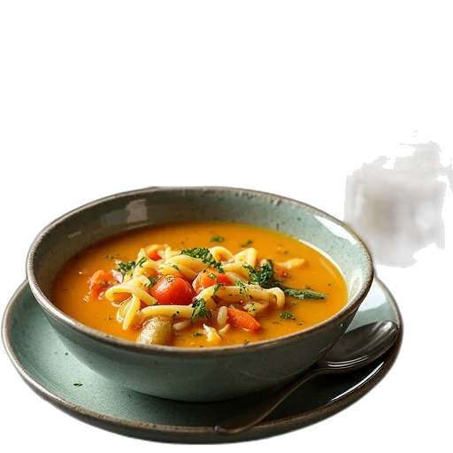 food, photorealistic, 3d render, two, bowls, vegetable, noodle, soup transparent PNG cut-out