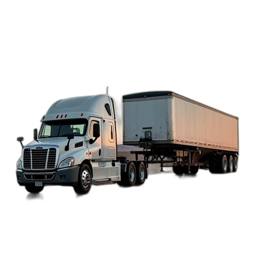 truck, ramp, attached, parked, front, trailer, text, says transparent PNG cut-out