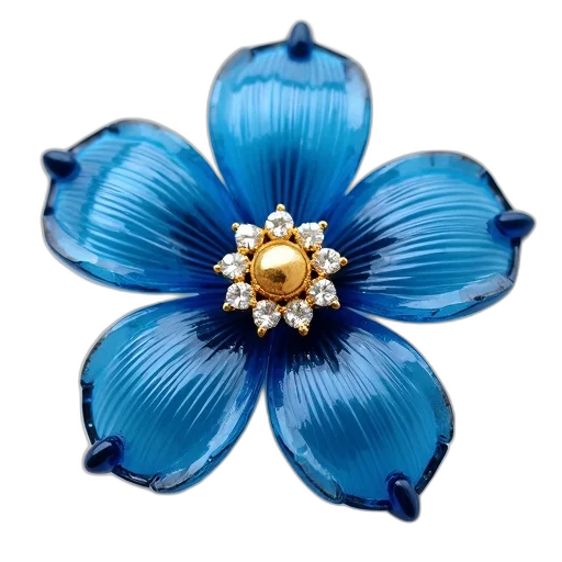 flower, jewelry, crown, photorealistic, blue, close-up, image, glass transparent PNG cut-out