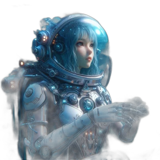 robot, face, staff, weapon, concept art, fantasy art, 3d render, photorealistic transparent PNG cut-out