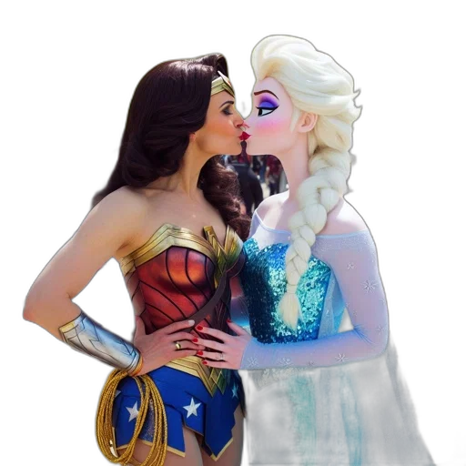 comic book art, concept art, 3d render, fantasy art, two, women, one, portraying transparent PNG cut-out