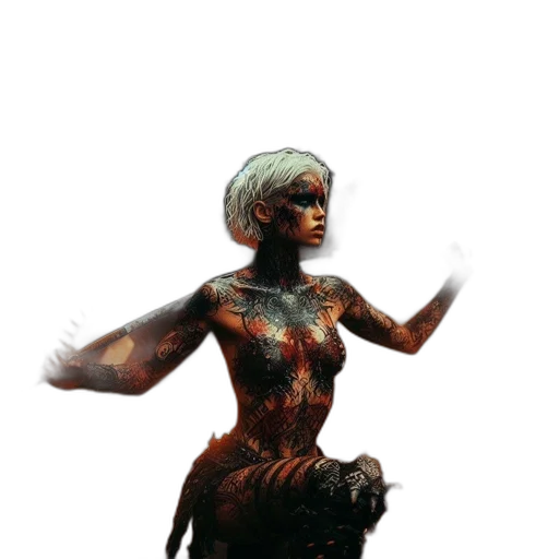dress, creature, staff, crown, concept art, 3d render, pixel art, fantasy art transparent PNG cut-out