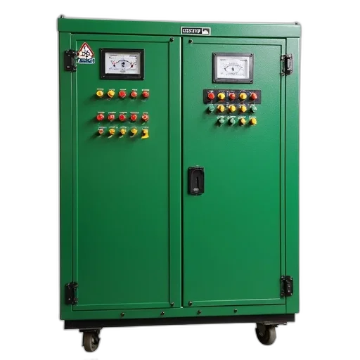 green, metal, box, control, panel, featuring, three, rows transparent PNG cut-out