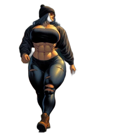 jacket, concept art, comic book art, cyberpunk, 3d render, dark, woman, workout transparent PNG cut-out