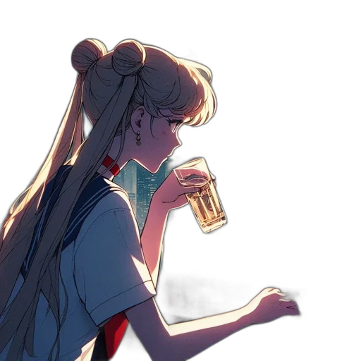 bottle, dress, crown, anime, concept art, vaporwave, watercolor, neon lights transparent PNG cut-out