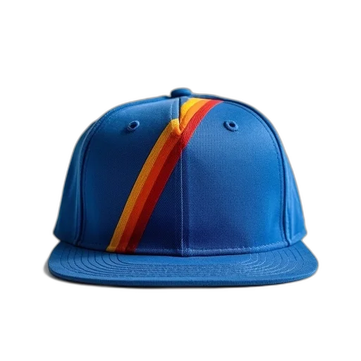hat, crown, blue, strapback, orange, red, yellow, stripes transparent PNG cut-out