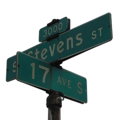 3d render, city street, street, sign, intersection, stevens, 17th, avenue transparent PNG cut-out