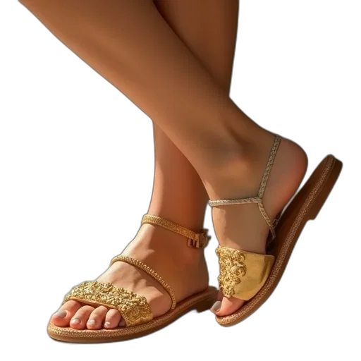 shoes, jewelry, 3d render, photorealistic, concept art, watercolor, golden, sole transparent PNG cut-out