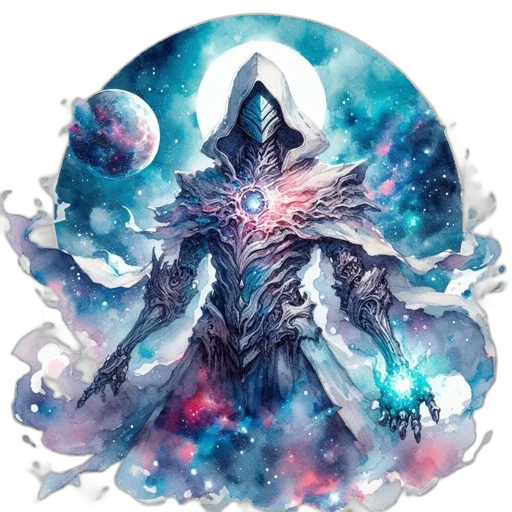 creature, mask, staff, dragon, fantasy art, concept art, watercolor, pixel art transparent PNG cut-out