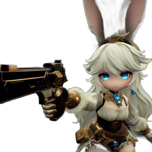 weapon, staff, concept art, anime, pixel art, 3d render, anthropomorphic, rabbit transparent PNG cut-out