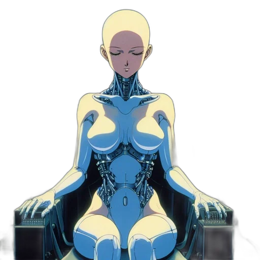 robot, jewelry, dress, concept art, comic book art, anime, cyberpunk, underwater transparent PNG cut-out