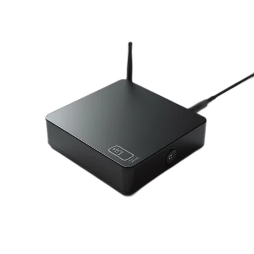 3d render, black, rectangular, device, small, antenna, top, placed transparent PNG cut-out