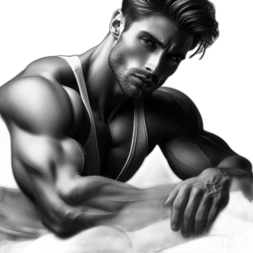 photorealistic, pencil sketch, fantasy art, cartoon, monochrome, contemplative, man, well-defined transparent PNG cut-out