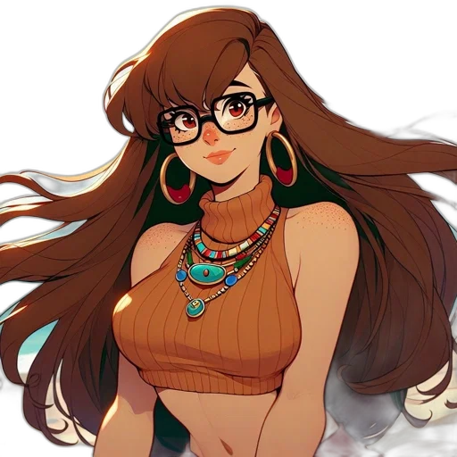 jewelry, dress, staff, hair, anime, concept art, cartoon, pixel art transparent PNG cut-out