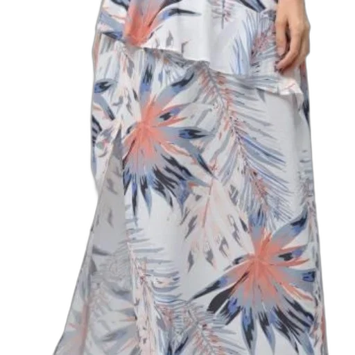 dress, person, wearing, flowy, white, maxi, skirt, tropical transparent PNG cut-out