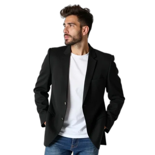 jacket, staff, furniture, 3d render, cartoon, monochrome, dark, man transparent PNG cut-out