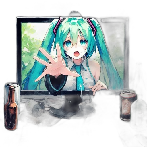weapon, robot, bottle, sword, anime, pixel art, concept art, vaporwave transparent PNG cut-out