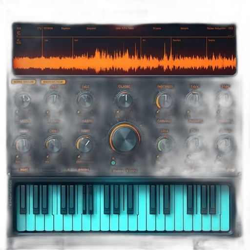 vaporwave, 3d render, digital, audio, workstation, daw, interface, various transparent PNG cut-out
