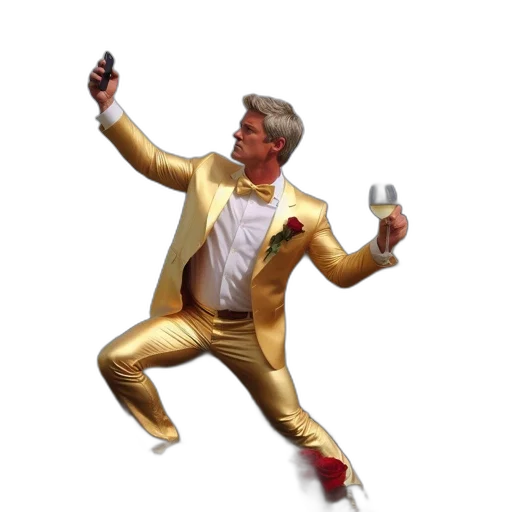 jacket, bottle, staff, concept art, pixel art, man, golden, suit transparent PNG cut-out