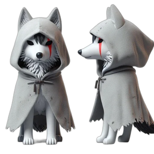 concept art, 3d render, fantasy art, monochrome, white, wolf, dog, gray transparent PNG cut-out