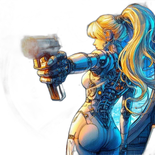 weapon, concept art, comic book art, cyberpunk, fantasy art, blue, inside, futuristic transparent PNG cut-out