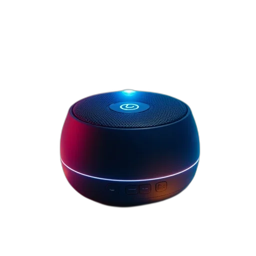 robot, hat, 3d render, small, black, bluetooth, speaker, blue transparent PNG cut-out