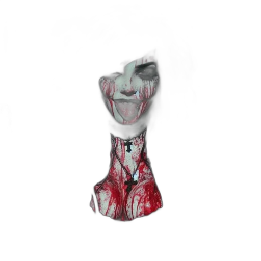 mask, dress, face, bottle, 3d render, photorealistic, concept art, goth-styled transparent PNG cut-out