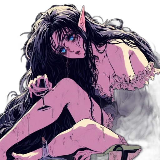 fantasy art, concept art, anime, comic book art, fire, blue, dark, ethereal transparent PNG cut-out