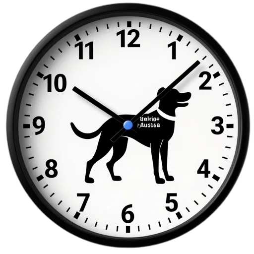 staff, black, white, clock, dog, illustration, has, border transparent PNG cut-out